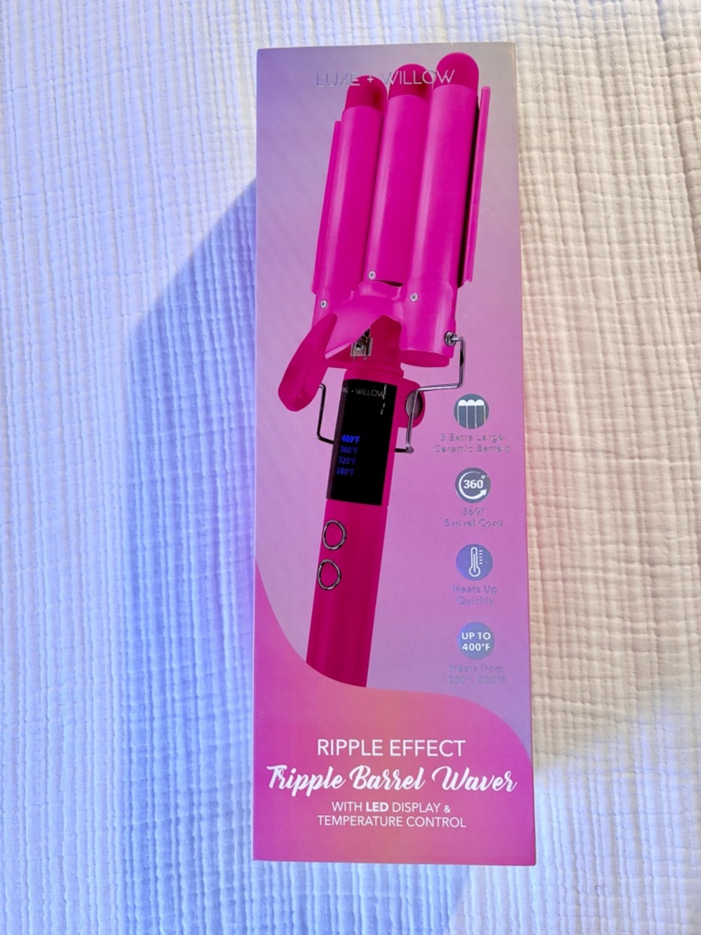 Luxe + Willow Pink Triple Barrel Waver - LED Temp Control